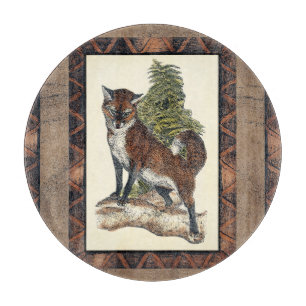 Rustic Fox Steg på en Träd-trunk
