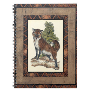 Rustic Fox Steg på en Träd-trunk Anteckningsbok Med Spiral