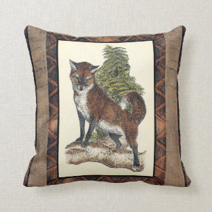 Rustic Fox Steg på en Träd-trunk Kudde