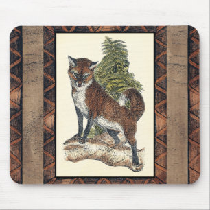 Rustic Fox Steg på en Träd-trunk Musmatta