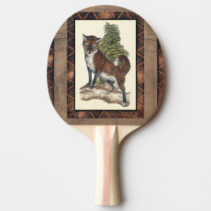 Rustic Fox Steg på en Träd-trunk Pingisracket