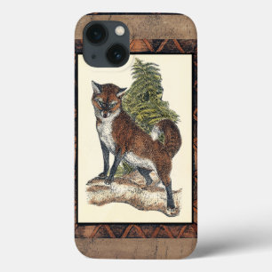 Rustic Fox Stepping på en Träd Trunk