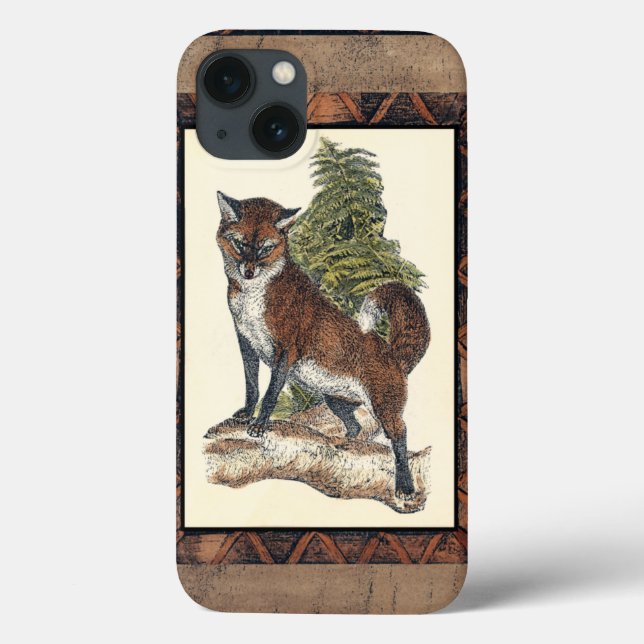 Rustic Fox Stepping på en Träd Trunk (Baksida)