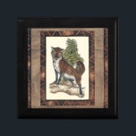 Rustic Fox Stepping på en Träd Trunk Minnesask<br><div class="desc">Den här rustiska utskriften illustrerar en räv framför gräs träd. Färg ligger i det mjuka pastellområdet och bild har traditionella motiv i brungamen. Den här utformningen skulle vara ett tillägg till din dekoration i land.</div>
