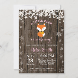 Rustic Fox Vinter Flick Baby Shower Inbjudningar
