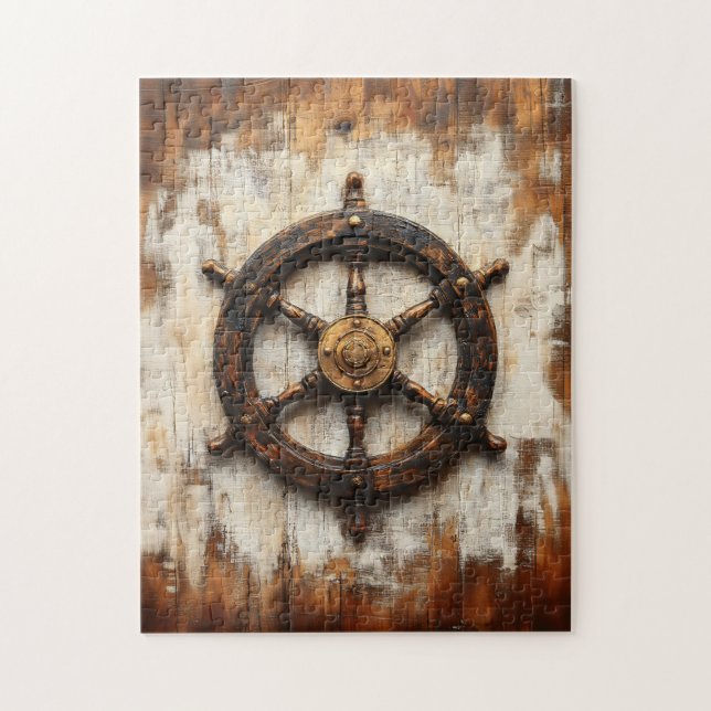 Rustic Frakt Wheel Helm Nautical Pussel (Vertikal)