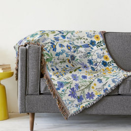 Rustic Fransk Blue Garden Wildblommor Filt
