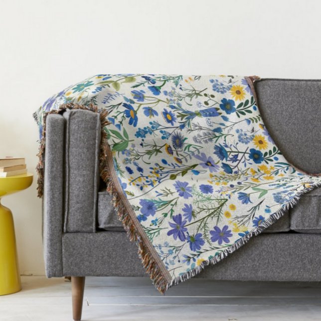 Rustic Fransk Blue Garden Wildblommor Filt (Skapare uppladdad)