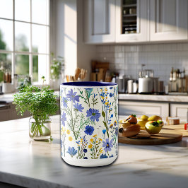 Rustic Fransk Blue Garden Wildblommor Två-Tonad Mugg