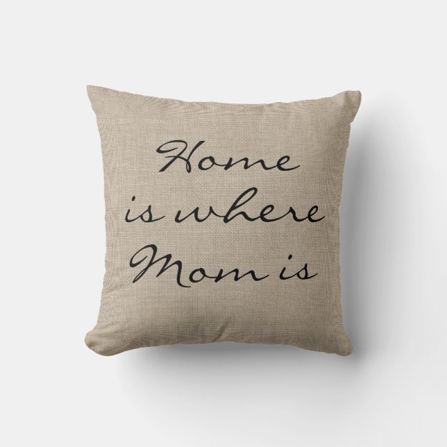 Rustic Freehand Home är där Mamma är Pillow Kudde (Framsida)