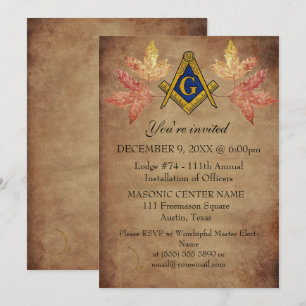 Rustic Freemason Masonry Autumn Fall Masonic Inbjudningar