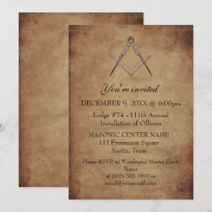 Rustic Freemason Masonry Black Masonic Inbjudningar