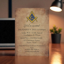 Rustic Freemason Masonry Black Masonic Inbjudningar