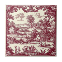 Rustic French Countryside Pastoral Scene Burgundy