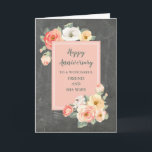 Rustic Friend och hans fru Bröllop-årsdag Kort<br><div class="desc">Lycklig-bröllop-årskort för vän och hans fru med blommor från rustik land,  krita mönster och hjärtlig vers.</div>