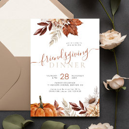 Rustic Friendsgiving botanisk Thanksgiving middag Inbjudningar