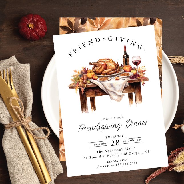 Rustic Friendsgiving-inbjudan till middagsbjudande Inbjudningar (Skapare uppladdad)