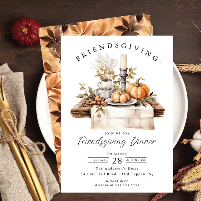 Rustic Friendsgiving-inbjudan till middagsbjudande Inbjudningar (Skapare uppladdad)