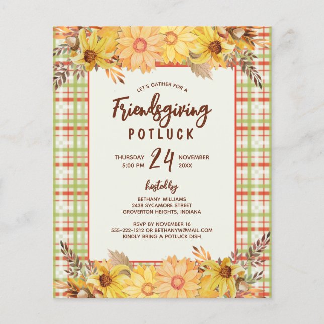 Rustic Friendsgiving inbjudan till projektbudget (Framsida)