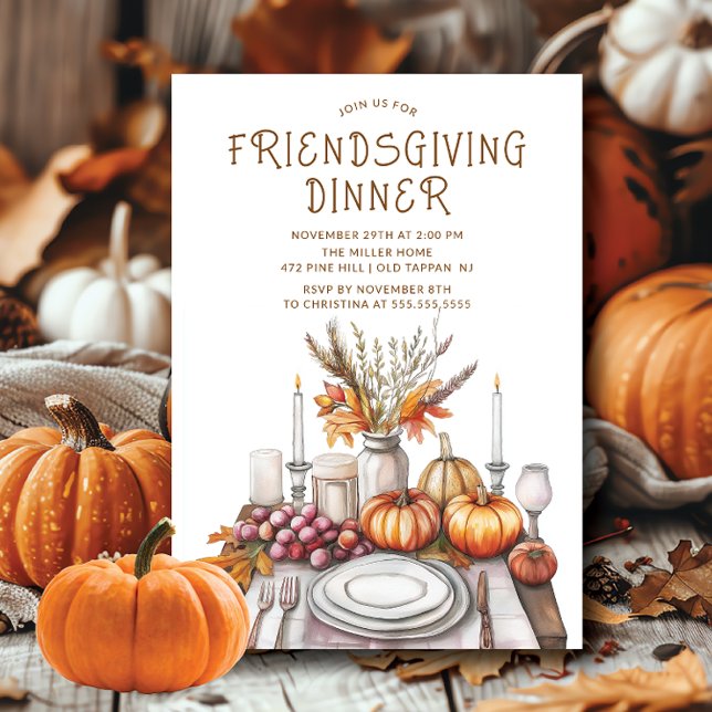 Rustic Friendsgiving Middag Party Inbjudningar (Skapare uppladdad)