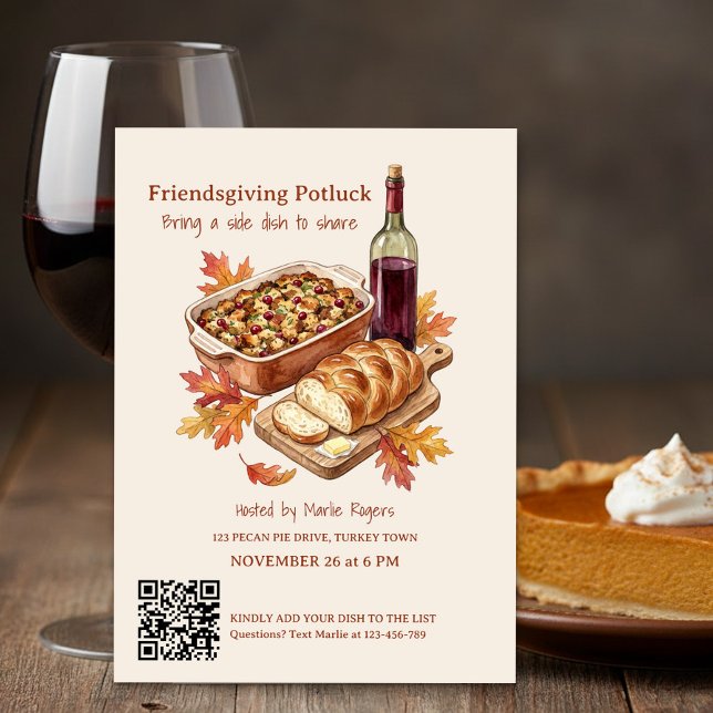 Rustic Friendsgiving Potluck-fest Inbjudningar (Friendsgiving Potluck Thanksgiving Invitation by Darling & May)