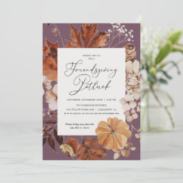Rustic Friendsgiving Potluck Thanksgiving Inbjudningar