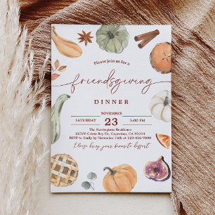 Rustic Friendsgiving Thanksgiving Middag Inbjudan