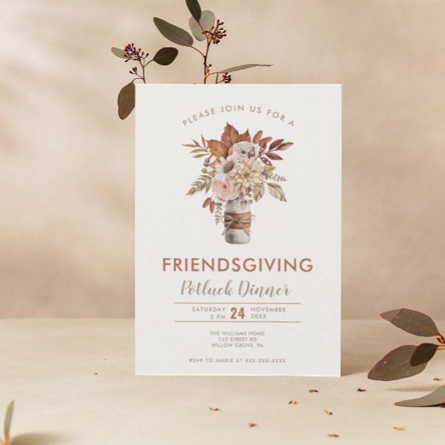 Rustic Friendsgiving Thanksgiving Potluck Inbjudningar (Skapare uppladdad)
