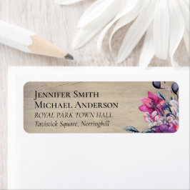 Rustic Fuchsia Blommigt Woodland Bröllop Returadress Etikett