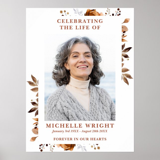 Rustic Funeral Firande of Life Photo Sign Poster (Framsidan)