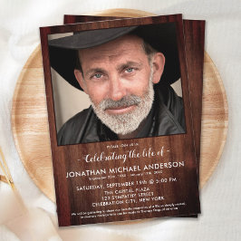 Rustic Funeral Memorial Photo Firande of Life Inbjudningar