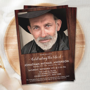 Rustic Funeral Memorial Photo Firande of Life Inbjudningar