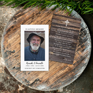 Rustic Funeral Memorial Prayer-fotokort Visitkort