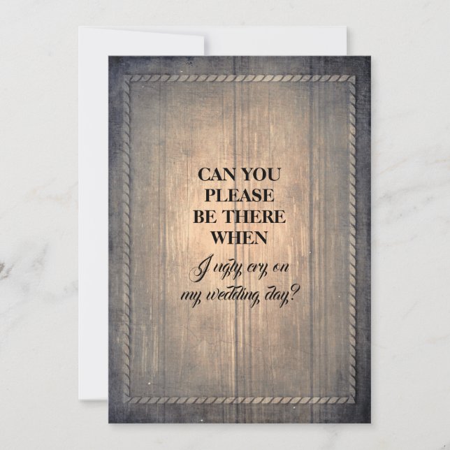 Rustic Funny Bridesmaid/Maid of honor Frieri Inbjudningar (Framsida)