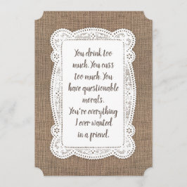 Rustic Funny Bridesmaid/Maid of honor Frieri Inbjudningar