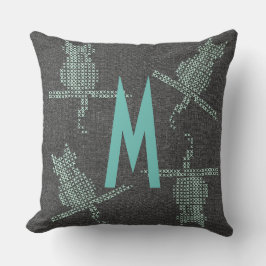 Rustic Funny Cats Add Monogram Kudde