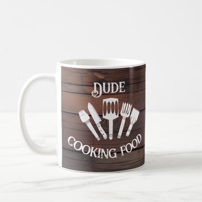 Rustic Funny Cooking Gift Manar-'Boy Cooking Food" Kaffemugg (Vänster)
