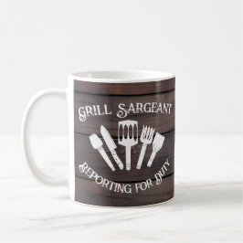 Rustic Funny Cooking Gift Manar-Grill Sargeant Kaffemugg