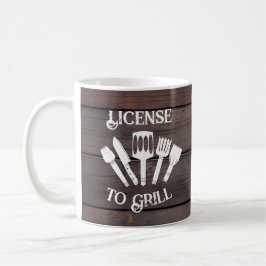 Rustic Funny Cooking Gift Manar-Licence to Grill Kaffemugg