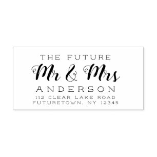 Rustic Future Mr och Mrs Returadress Script Stämpel