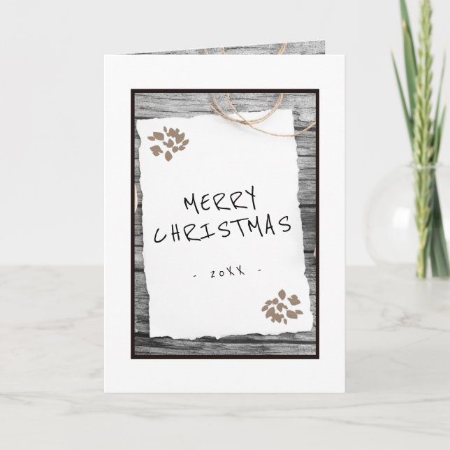 Rustic Gammalt Papper God Jul Skrift Högtidlig Ca Helgkort (Framsida)