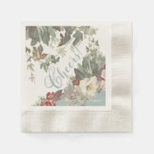 Rustic Garden Birds Cheers Papper Cocktail Napkins