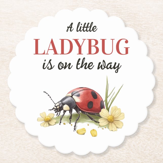 Rustic Garden Daisy Little Ladybug Baby Shower Underlägg Papper (Framsida)