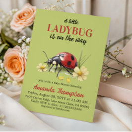 Rustic Garden Floral A Little Ladybug Baby Shower Inbjudningar