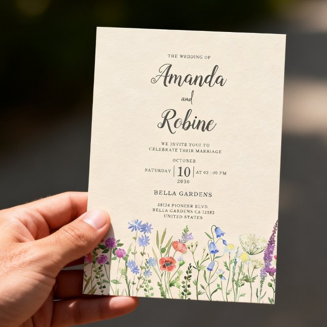 Rustic Garden Floral Wildflower Wedding Inbjudningar (Skapare uppladdad)