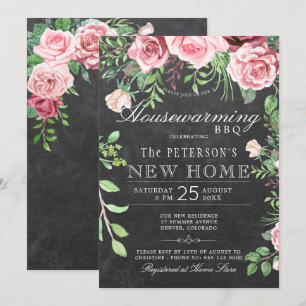 Rustic Garden Summer Chalkboard Houseuppvärmbq Inbjudningar