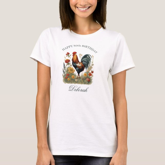 Rustic gårdshöns | Custm Namn Köks Tea  T Shirt (Framsida)