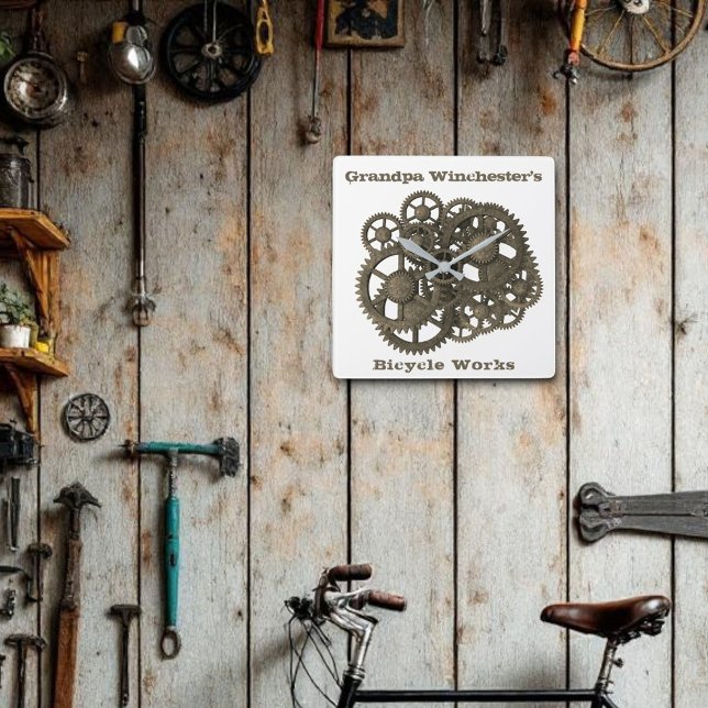 Rustic Gears Sproies Steampunk-mall Fyrkantig Klocka (Skapare uppladdad)