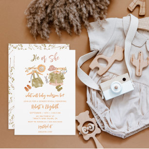 Rustic Gender Reveal inbjuder, han eller hon Inbjudningar