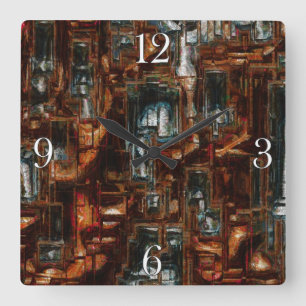 Rustic Geometric Block 3D-look Modern Art Clock Fyrkantig Klocka